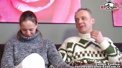 German young chick girlfriend shared first-ever time mmf threesome in amateur casting